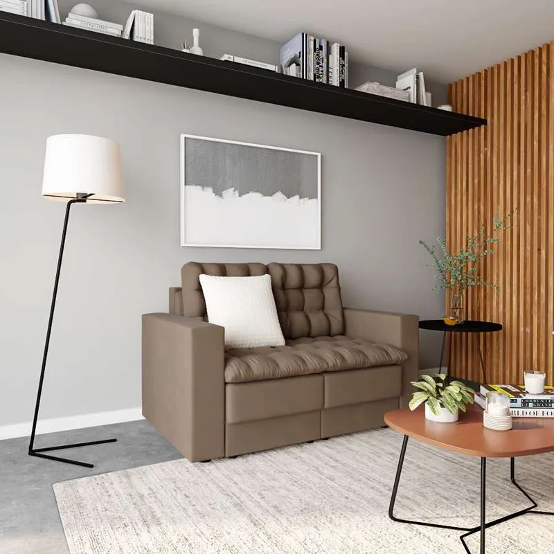 Sofá Retrátil Mobly Kiel 2 Lugares Suede Bege 140 cm