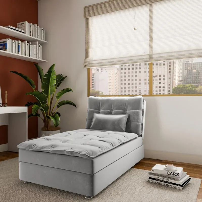 Sofá-Cama Solteiro Rinaldo Veludo Cinza