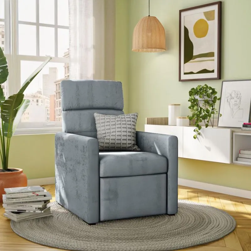 Poltrona Reclinável Nizza Suede Amassado Cinza