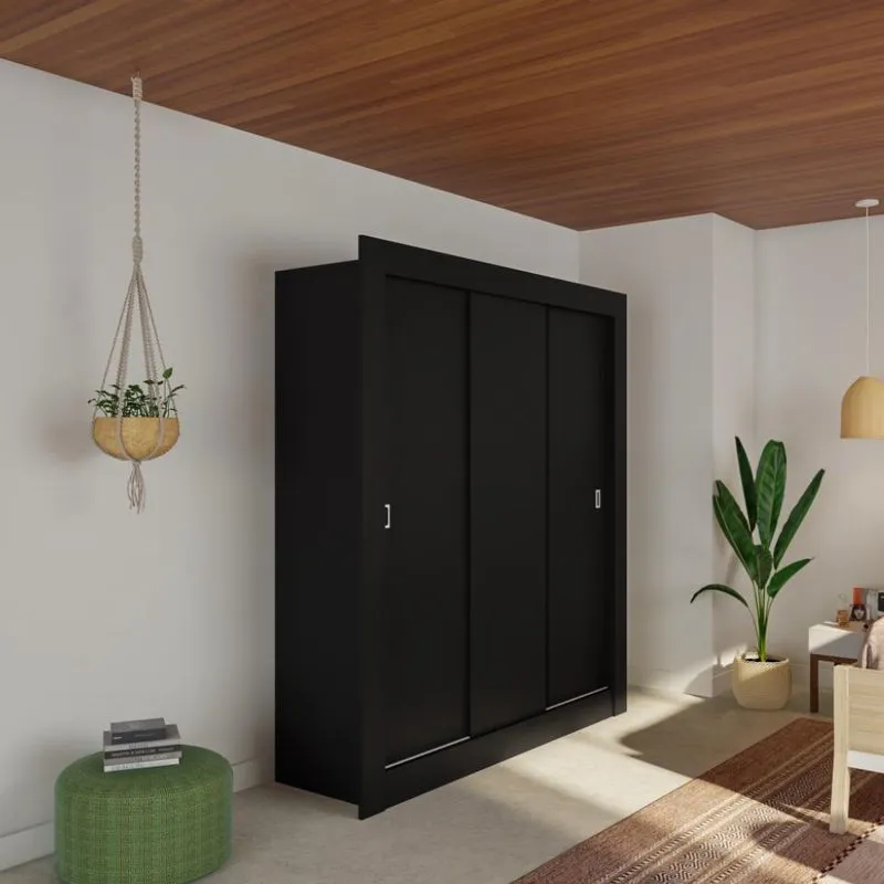 Guarda-Roupa Casal Laila 3 PT 2 GV Preto