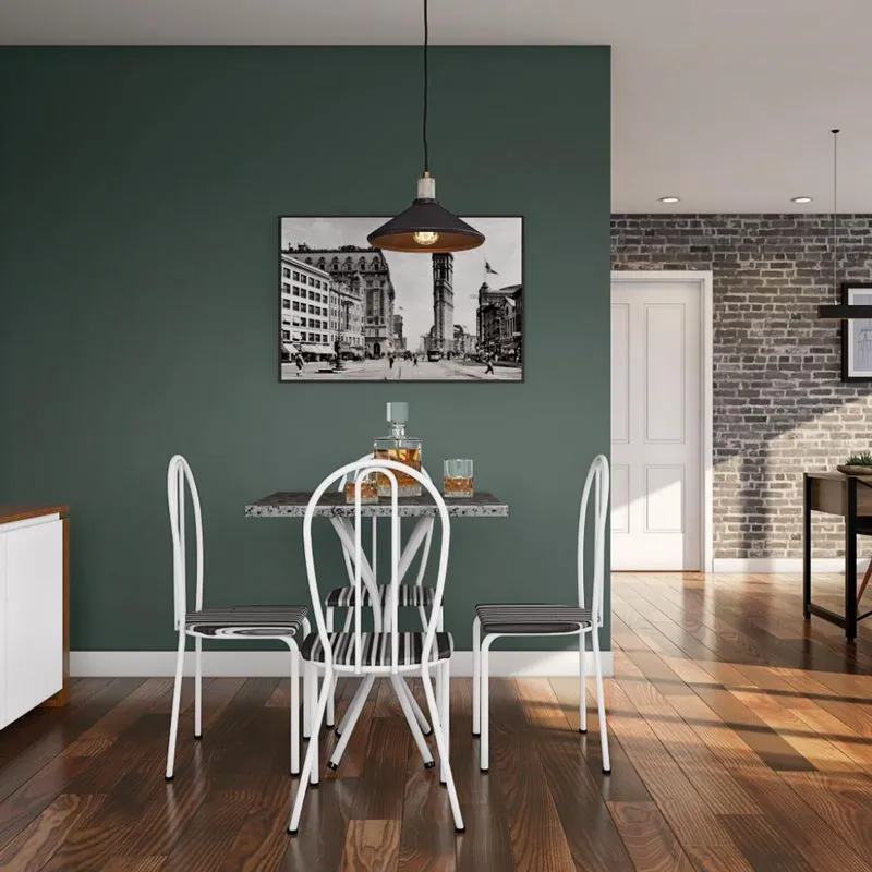 Conjunto de Mesa com 4 Cadeiras Tamara Branco e Preto