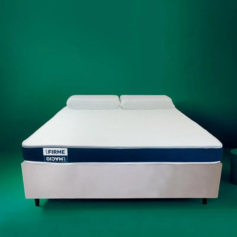 Cama Box com Colchão Queen Guldi Duplo D28 e 2 Travesseiros Guldi Soft Nasa Branco e Bege