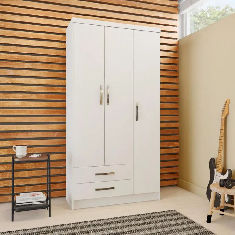 Guarda-Roupa Solteiro Heitor 3 PT Branco