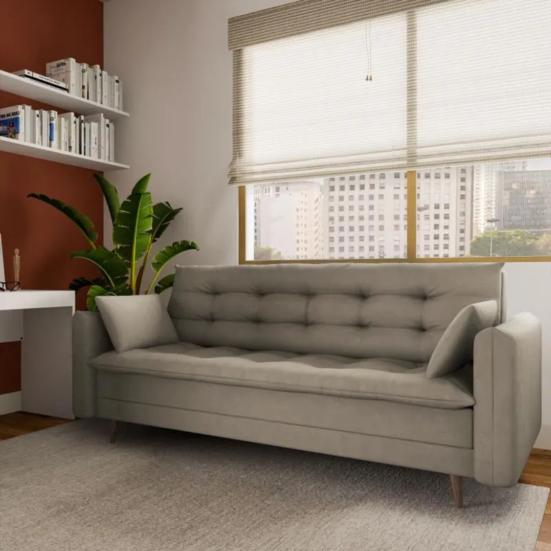 Sofá-Cama 3 Lugares Casal Gerrie Suede Bege