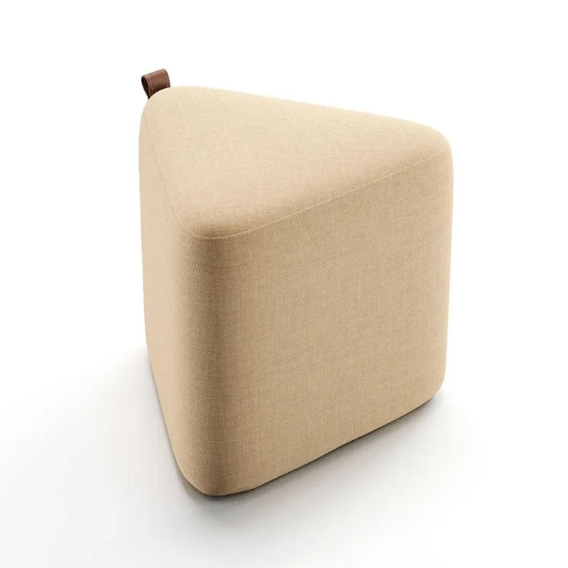 Puff Tortilha Linho Bege e Avelã 45 cm