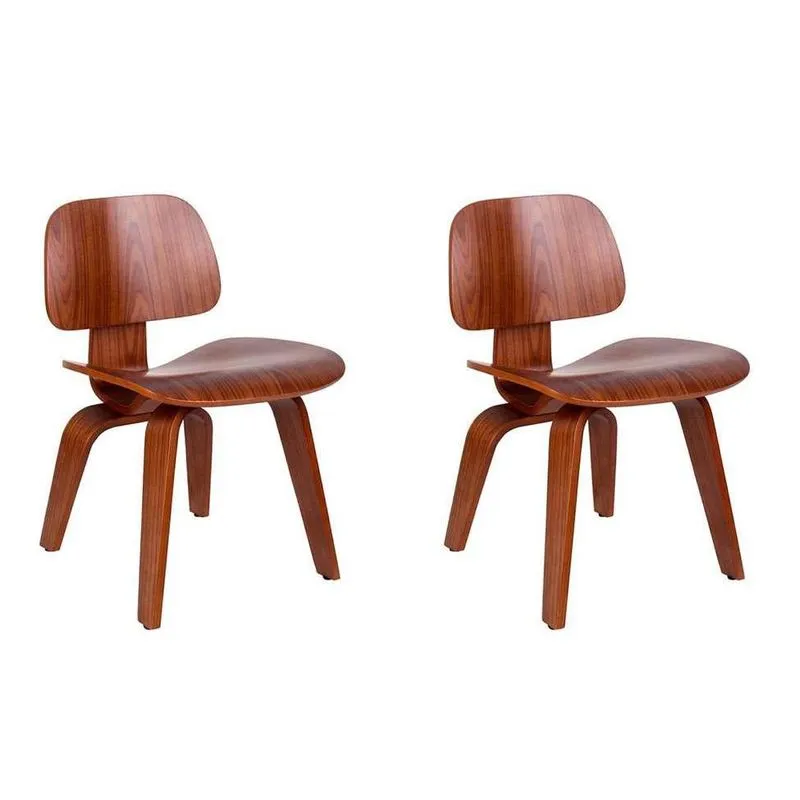 Conjunto com 2 Cadeiras Eames Walnut Madeira