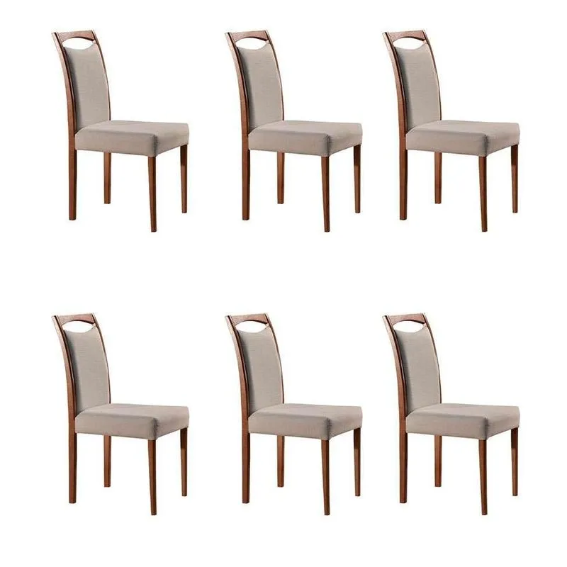 Conjunto com 6 Cadeiras de Jantar Lívia Creme