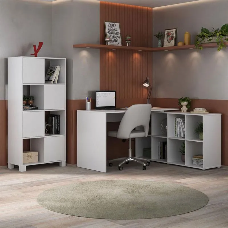 Conjunto de Escritório Modulado Artany Móveis Nero Wally MDP 4 Portas Branco