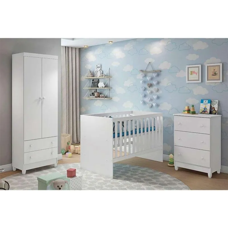 Quarto Infantil Com Colchão Maria I 2 PT 5 GV Branco
