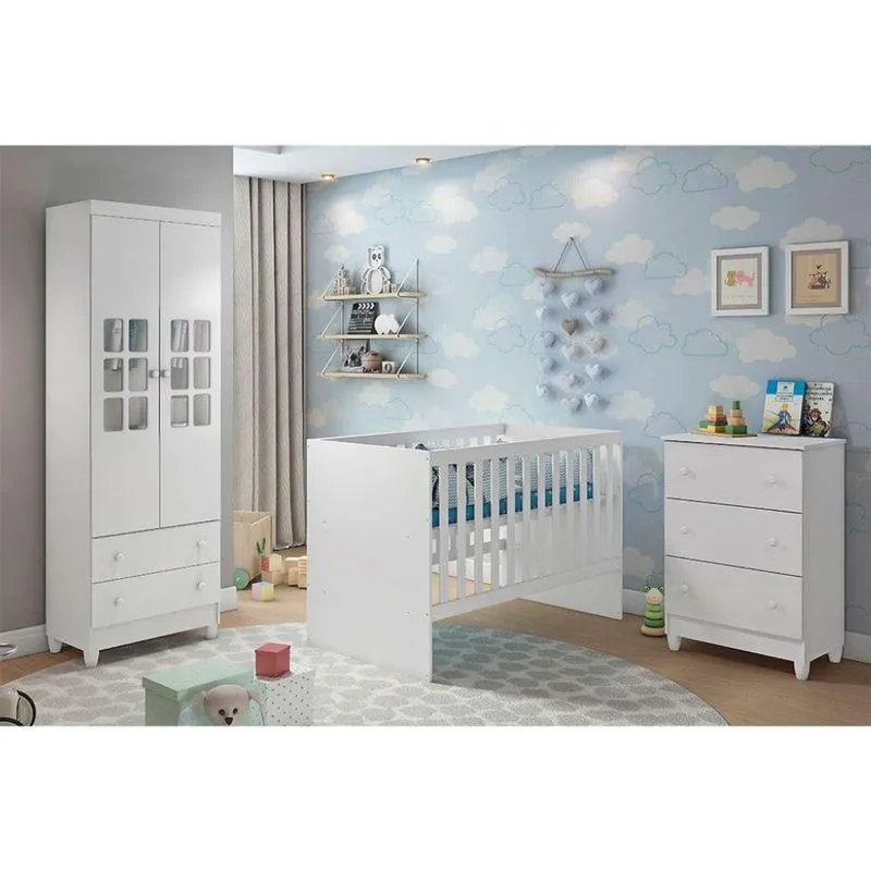Quarto Infantil Com Colchão Maria II 2 PT 5 GV Branco