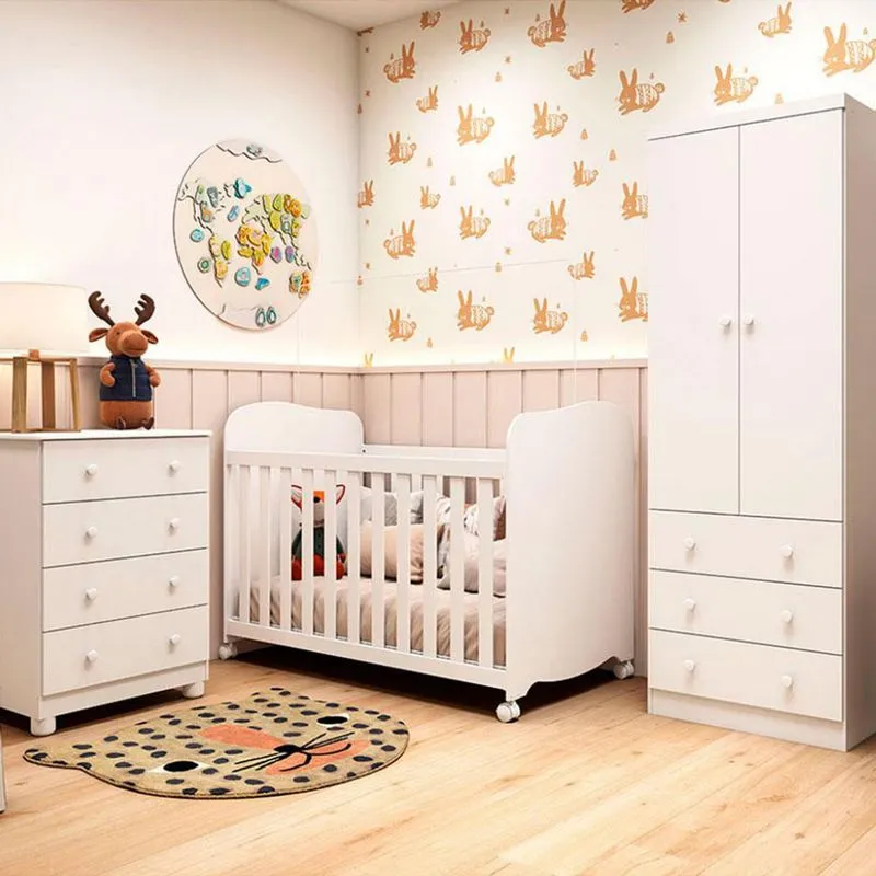 Quarto Infantil com Colchão Maia 2 PT 7 GV Branco