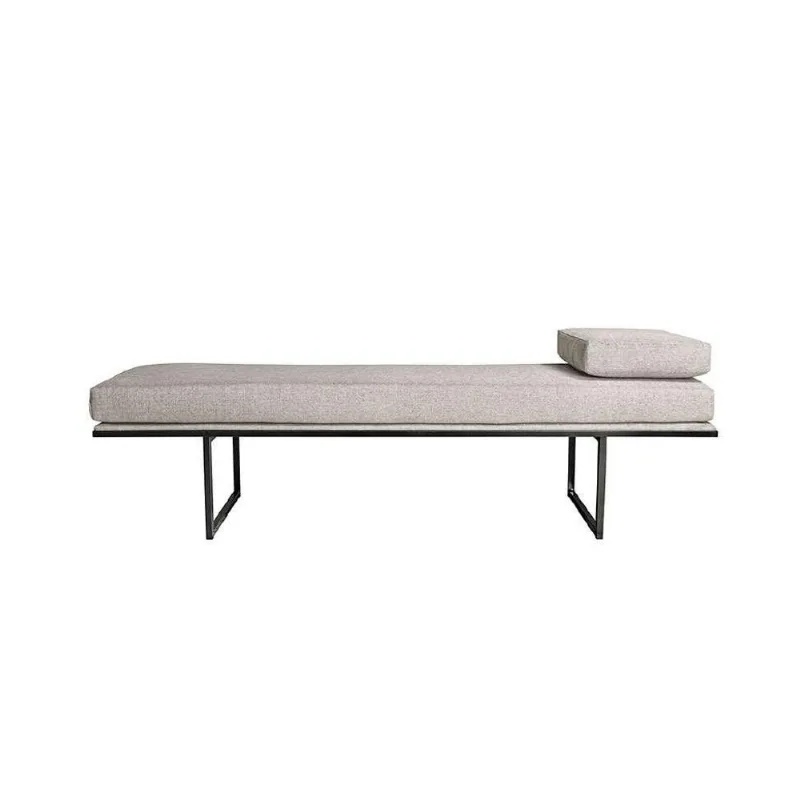 Banco 2 Lugares Galli Linho Bege e Preto 160 cm