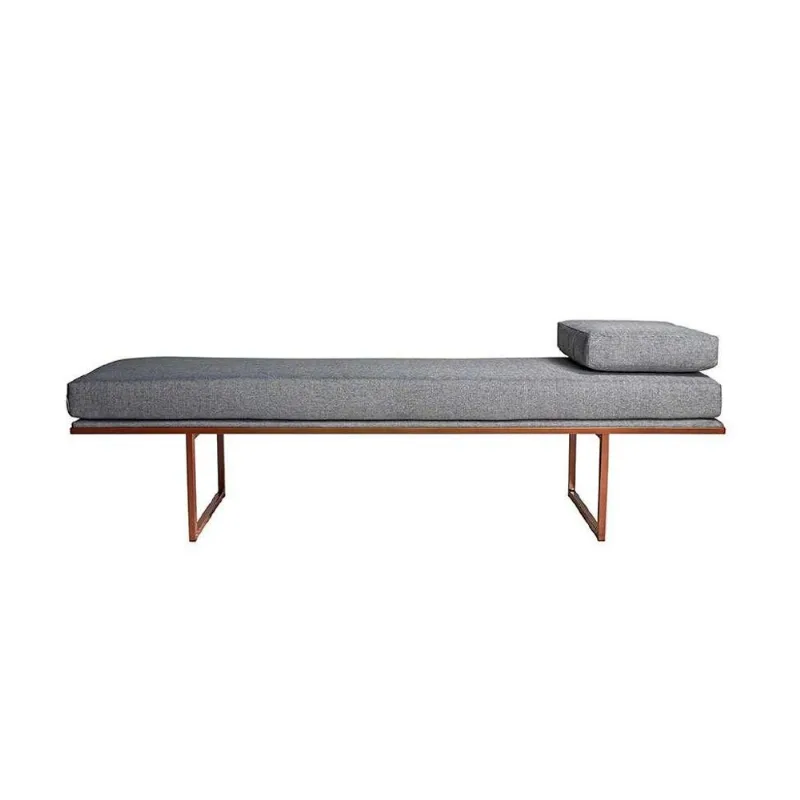 Banco 2 Lugares Galli Linho Cinza e Dourado 100 cm