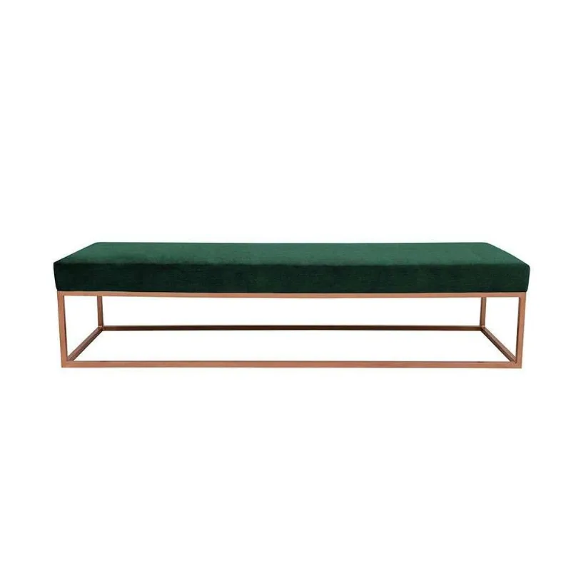 Banco 2 Lugares Giulia Veludo Verde e Dourado 140 cm