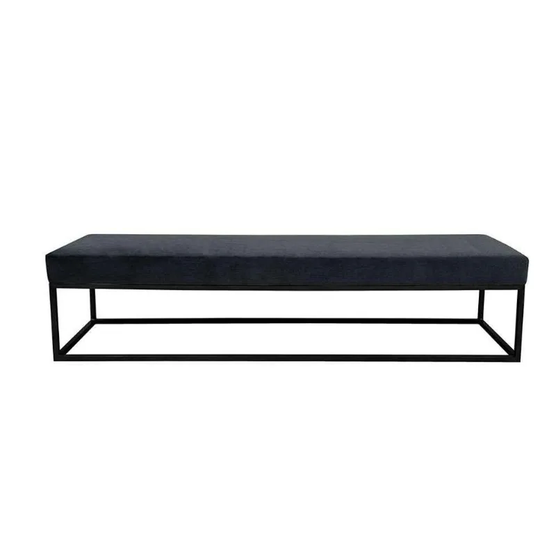 Banco 2 Lugares Giulia Veludo Cinza e Preto 140 cm