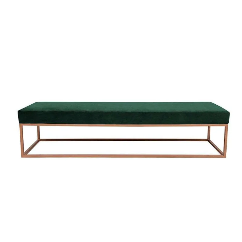 Banco 2 Lugares Giulia Veludo Verde e Dourado 160 cm