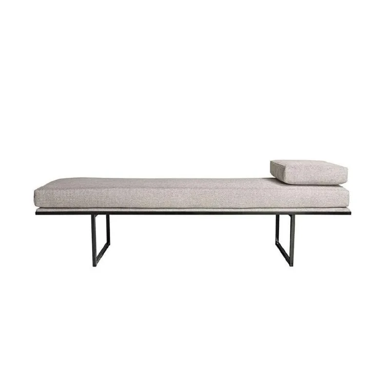 Banco 2 Lugares Galli Linho Bege e Preto 100 cm