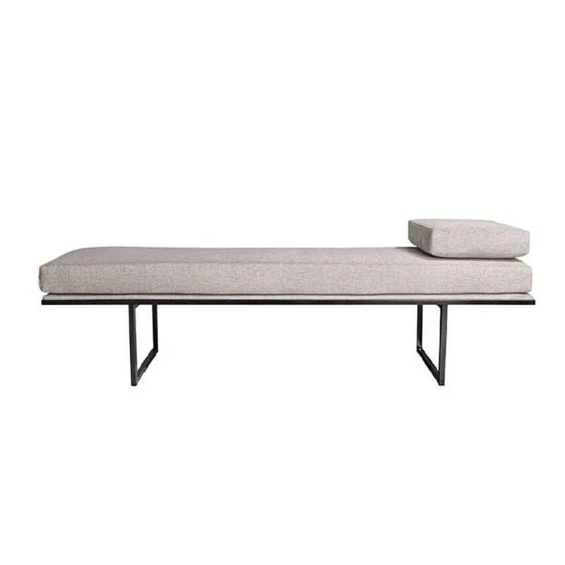Banco 2 Lugares Galli Linho Bege e Preto 140 cm