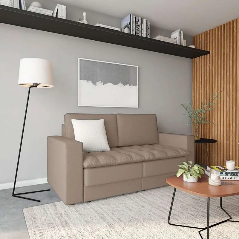 Sofá Retrátil Mobly Lancy 3 Lugares Linho Bege 180 cm