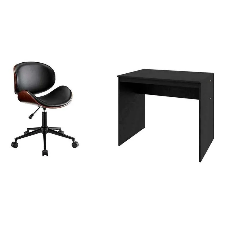 Conjunto de Mesa Office com Cadeira de Escritório Diretor Giratória Bergen Preta