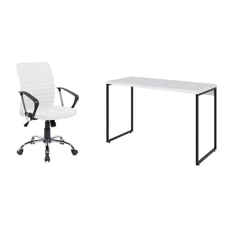 Conjunto de Mesa Studio 120cm e Cadeira Diretor Giratória Mobly Oslo Branca