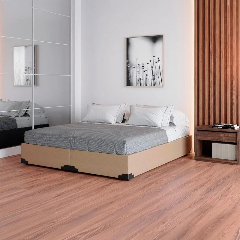 Base para Cama Box King Joe (36x193x203 ) Linho Bege