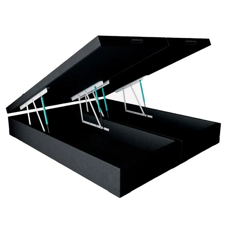 Base para Cama Box King Martin com Baú (47x193x203 ) Revestimento Sintético Preta