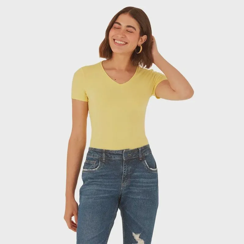 Blusa Malwee Decote em V Cotton Light
