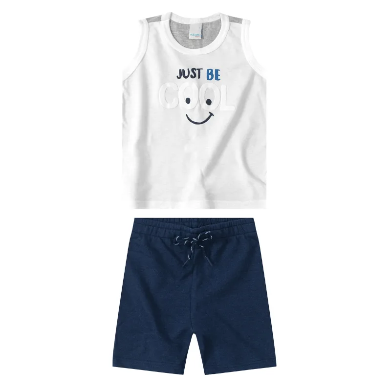 Conjunto Malwee Kids Estampa Escrita Menino bebê Verão PB/GB - 1000074819-BRANCO-MB