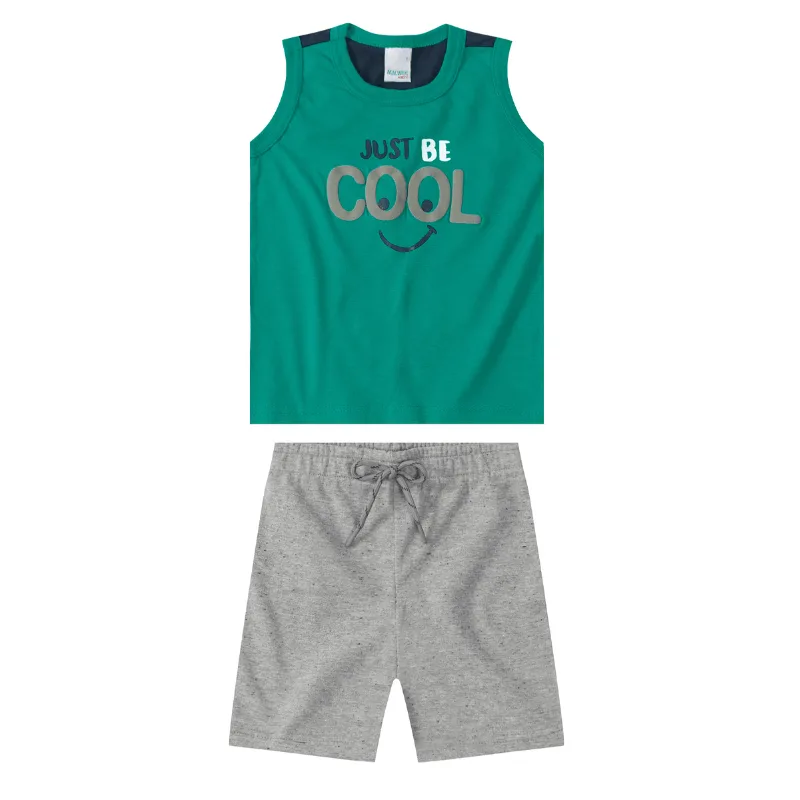 Conjunto Malwee Kids Estampa Escrita Menino bebê Verão PB/GB - 1000074819-VERDE-PB