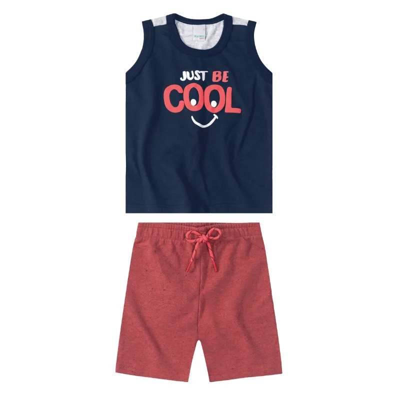 Conjunto Malwee Kids Estampa Escrita Menino bebê Verão PB/GB - 1000074819-MARINHO-PB