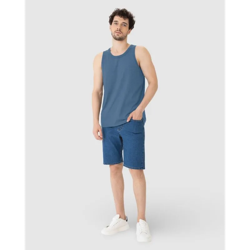 Regata Básica Masculina Decote Redondo Em Algodão Azul - GG