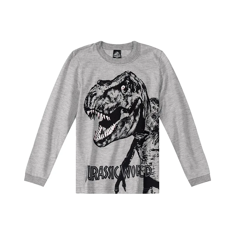 Camiseta Juvenil Menino com Estampa Dino Jurassic World ® 10/12 - 1000078534-CINZA MEDIO-12