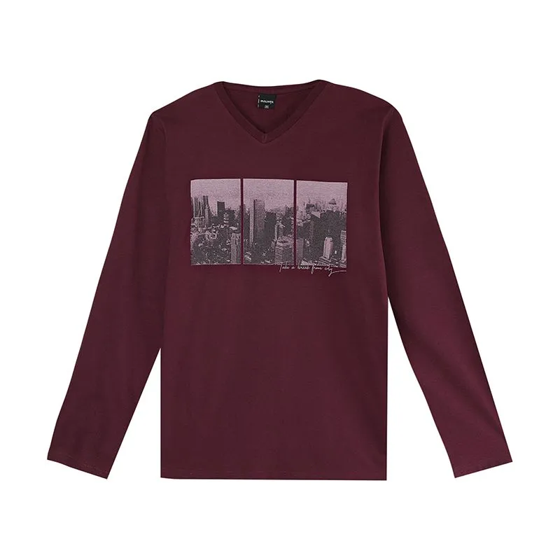 Camiseta Malwee Adulto Masculina Com Estampa Sortida Meia Estação PP/XGG - 1000078792-BORDO-G