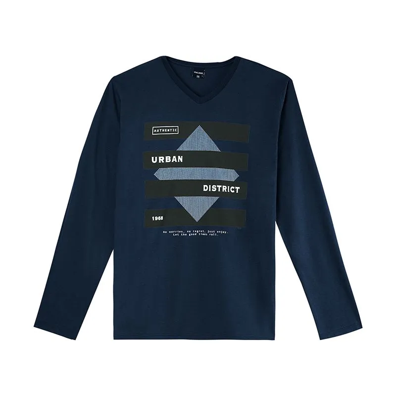 Camiseta Malwee Adulto Masculina Com Estampa Sortida Meia Estação PP/XGG - 1000078792-MARINHO-G