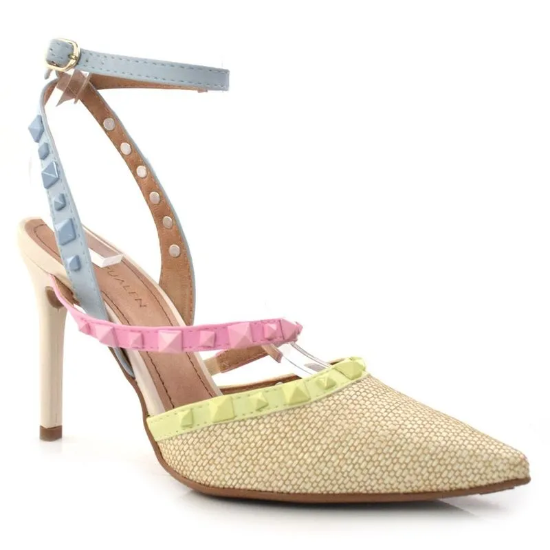 Scarpin Feminino com Spikes Cazzualen Creme 3645-69875 39