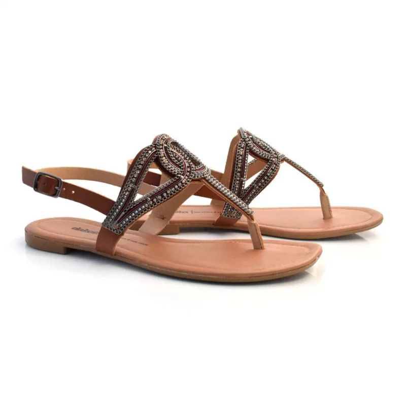 Sandália Rasteira Feminina Dakota Marrom Z6942 35