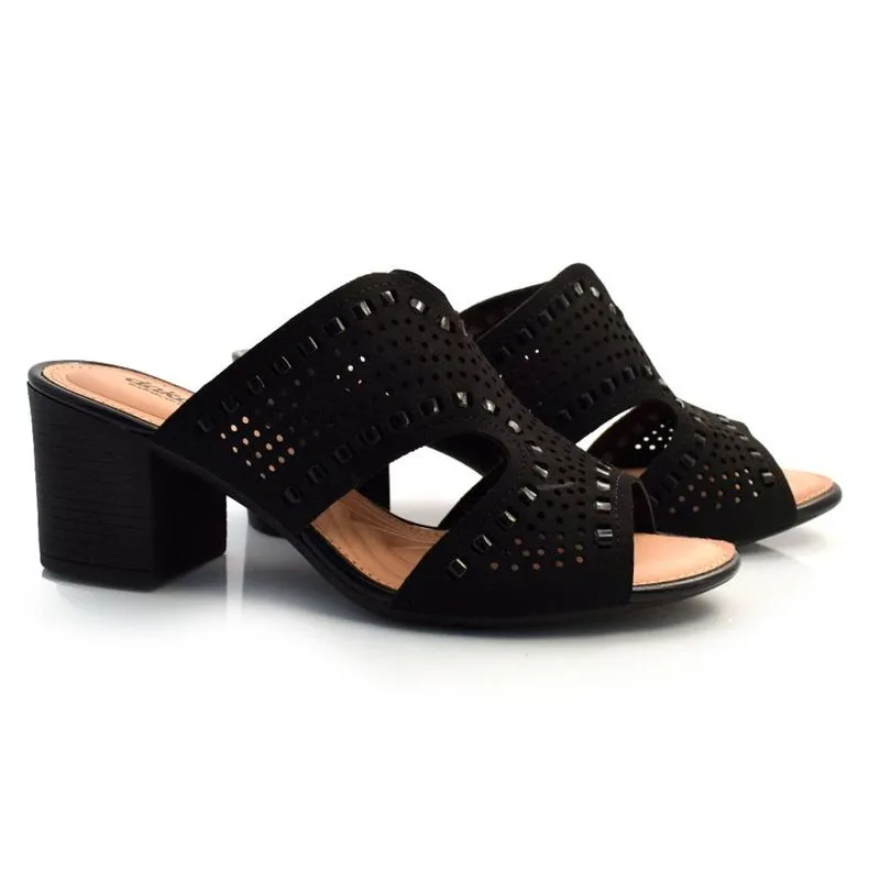 Tamanco de Salto Grosso Feminino Dakota Preto Z7382 35