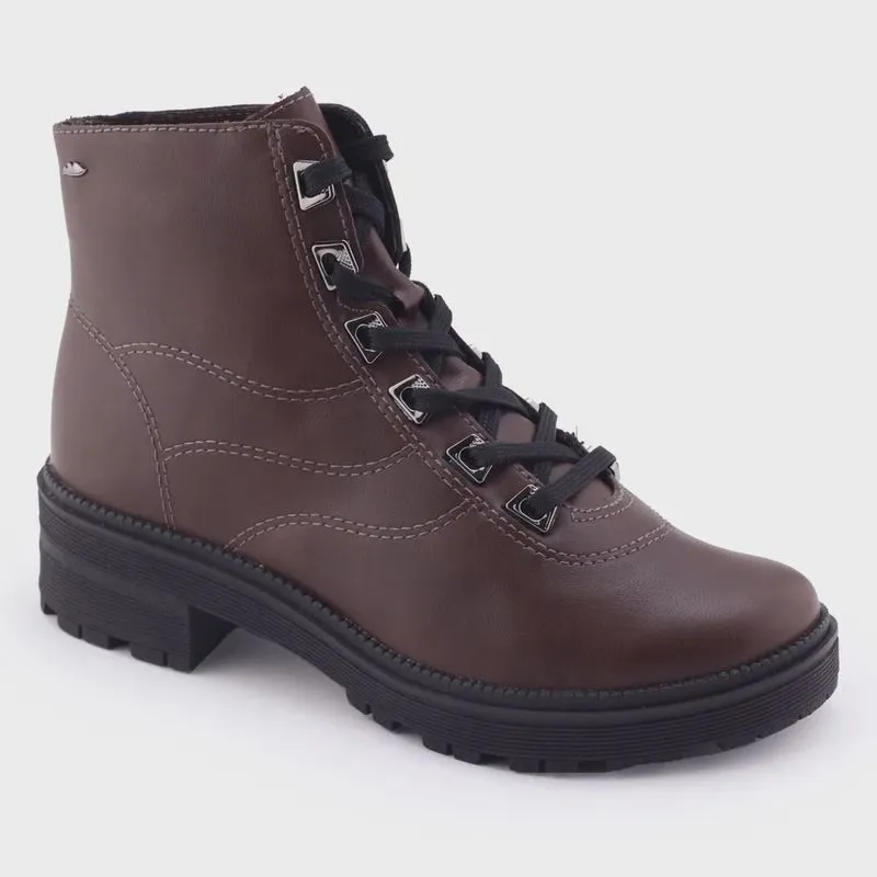 Bota Coturno Feminina Dakota G3771 Salto Tratorado Café