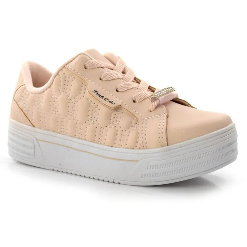Tênis Casual Infantil Pink Cats Rosa V2083 28