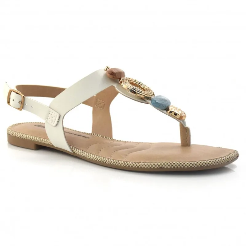 Sandália Rasteira Feminina Dakota Creme Z8631 36