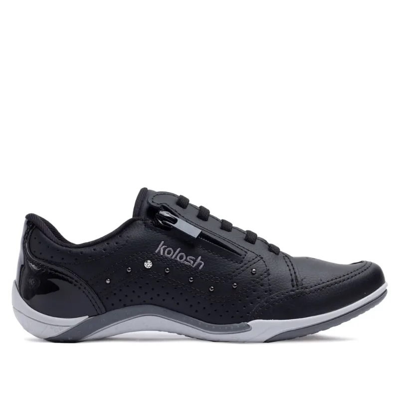 Tênis Feminino Kolosh Calce Fácil Com Zíper Preto - 39