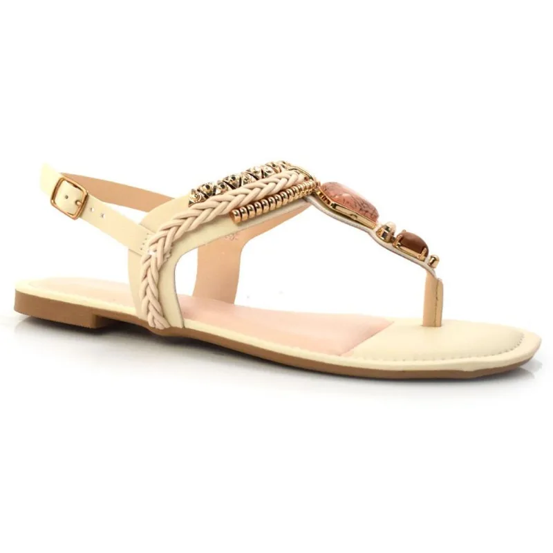 Sandália Rasteira Feminina Dakota Creme Z8611 33