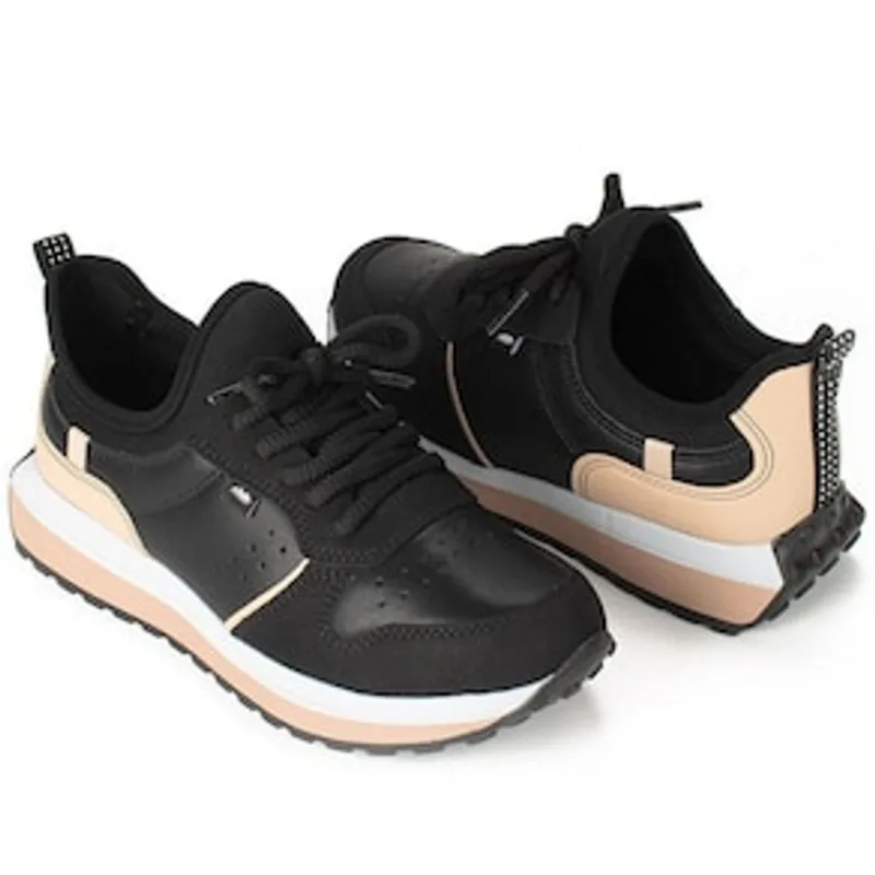 Tênis Feminino Coniglio G4141-0002 Dakota - Preto/Bege - Tamanho 36 Preto