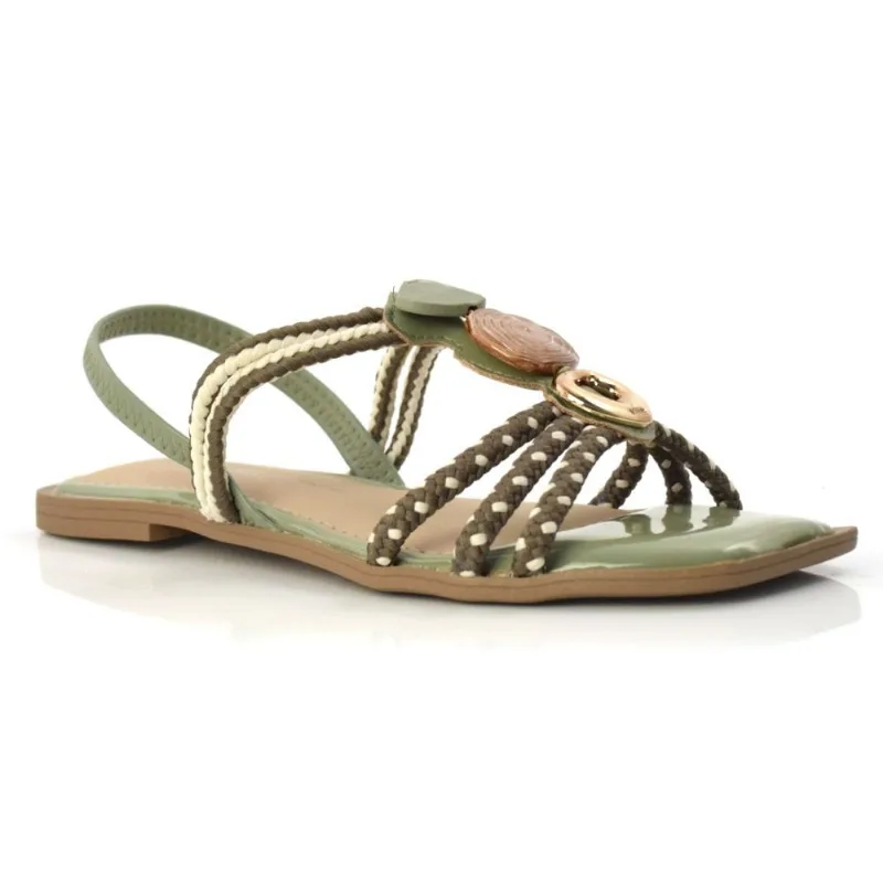 Sandália Rasteira Feminina Dakota Verde Z8643 35