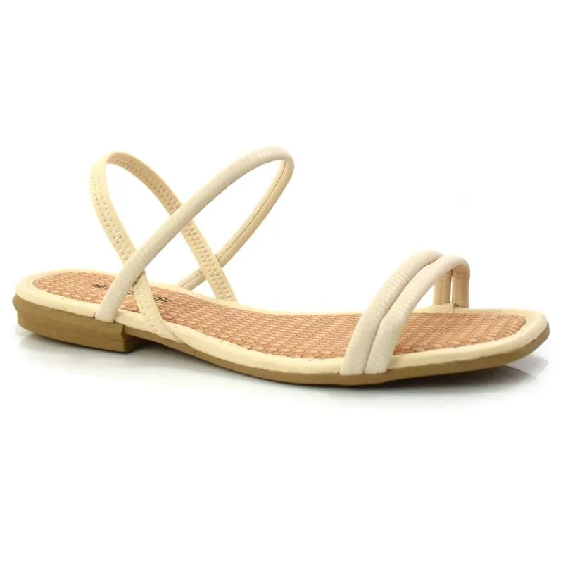 Sandália Rasteira Feminina Mississipi Creme Q5403 38