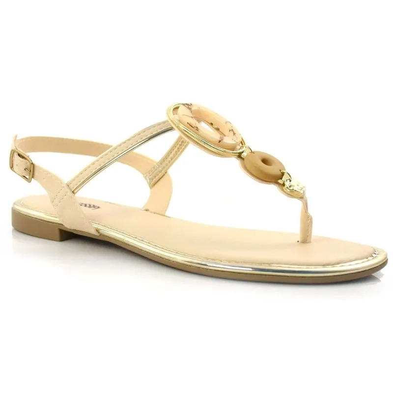 Sandália Rasteira Feminina Mississipi Creme Q5591 35