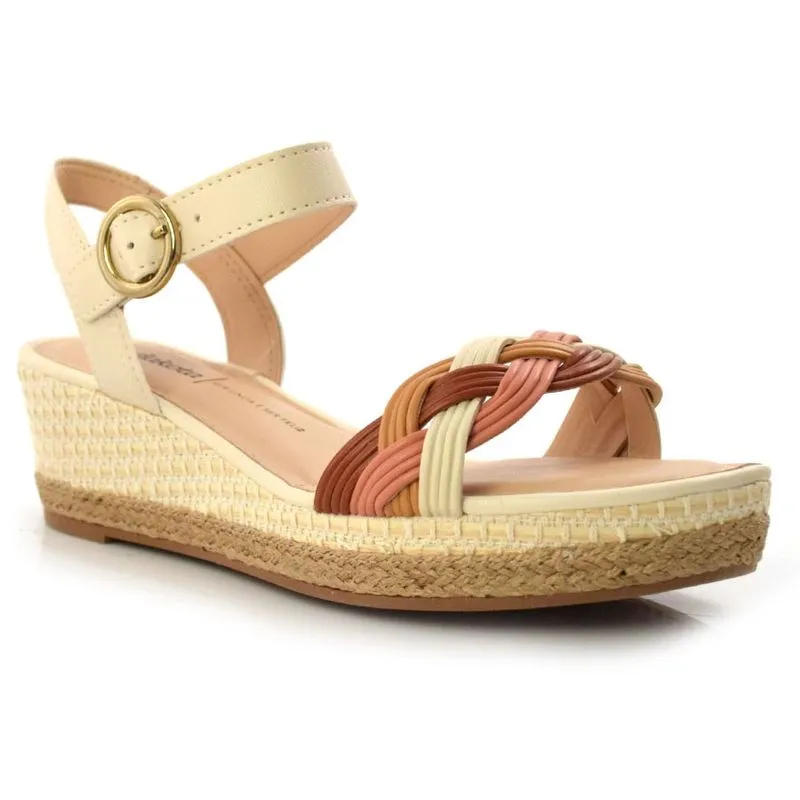 Sandália Anabela Feminina Dakota Creme Z9161 34