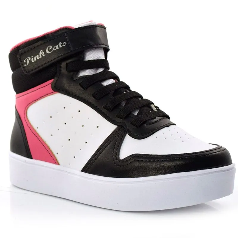 Tênis Infantil de Cano Alto Pink Cats Preto V2114 30