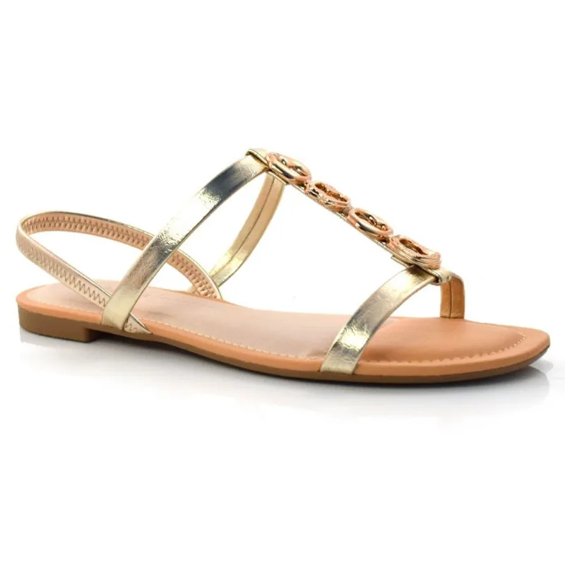 Sandália Rasteira Feminina Dakota Dourado Z9171 34